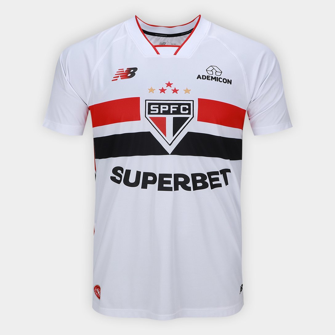 Camisa São Paulo I 26/27 Torcedor New Balance Masculina - Branco+Vermelho
